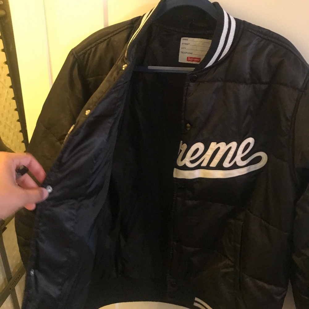 2013 RARE supreme script varsity puffy jacket - Picture 2 of 4